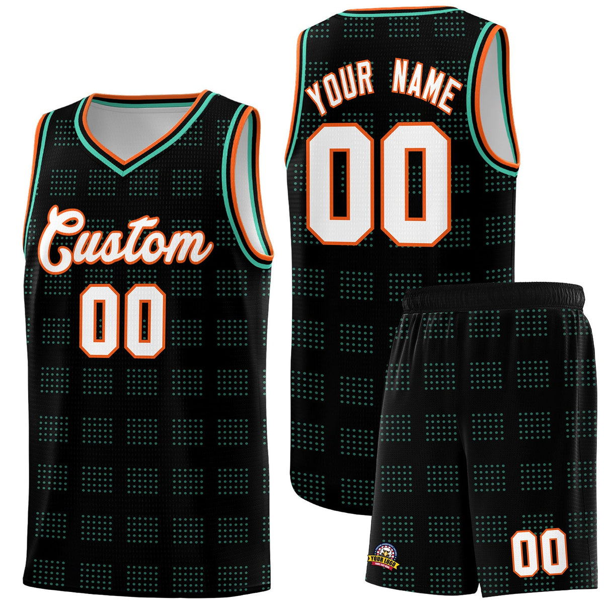 Custom Black Bright Green Trailblazer Dot Pattern Sports Uniform Basketball Jersey