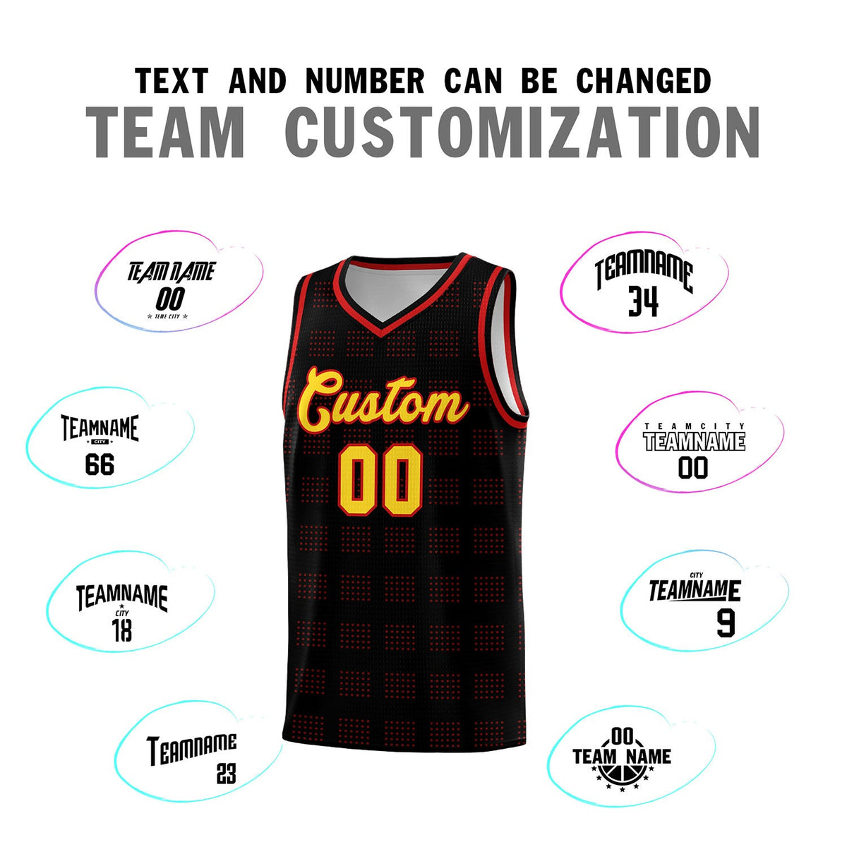 Custom Black Red Trailblazer Dot Pattern Sports Uniform Basketball Jersey