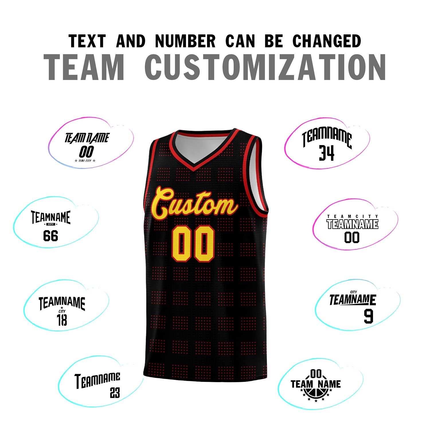 Custom Black Red Trailblazer Dot Pattern Sports Uniform Basketball Jersey