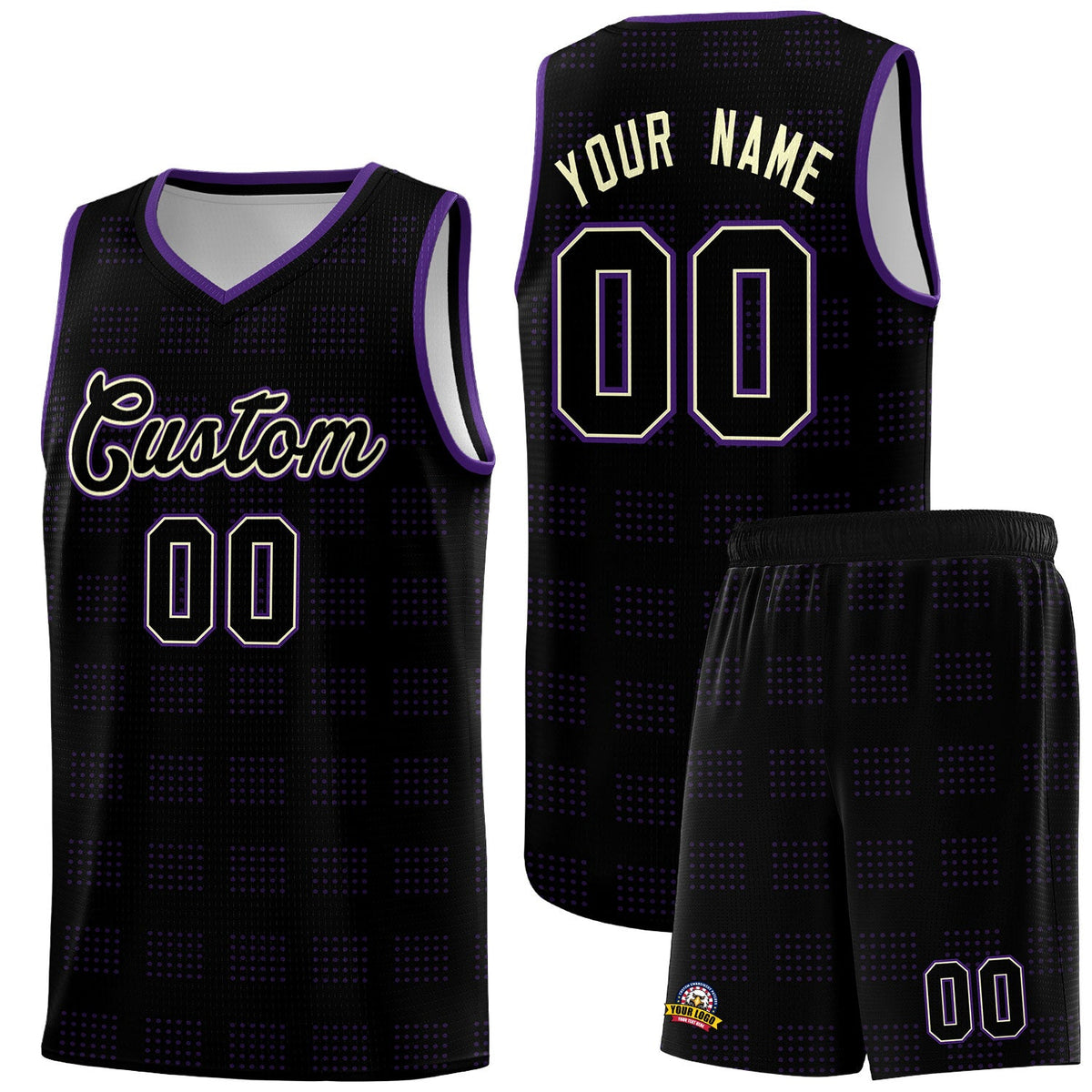 Custom Black Purple Trailblazer Dot Pattern Sports Uniform Basketball Jersey