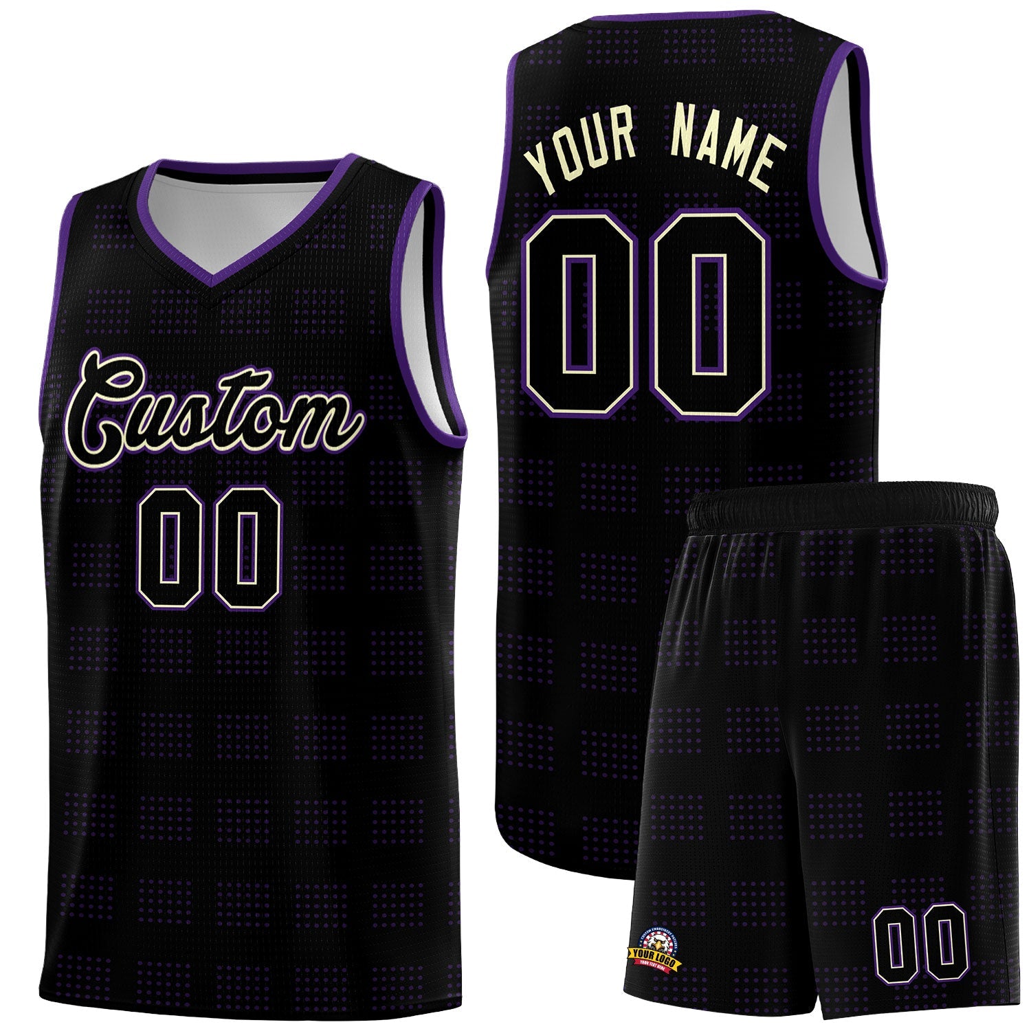 Custom Black Purple Trailblazer Dot Pattern Sports Uniform Basketball Jersey