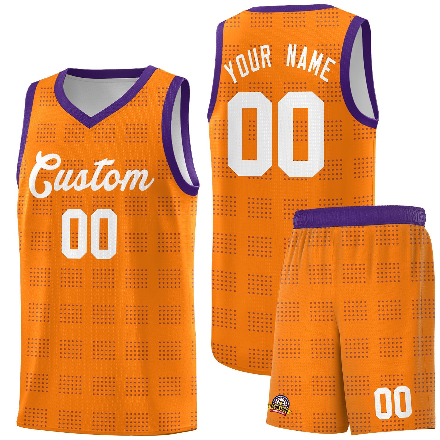 Custom Orange Purple Trailblazer Dot Pattern Sports Uniform Basketball Jersey