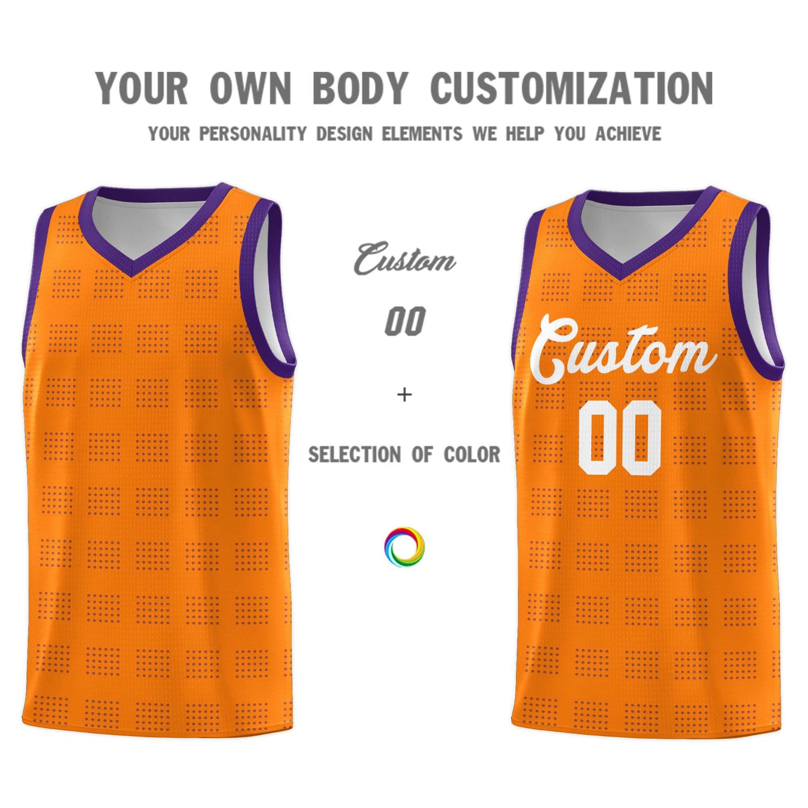 Custom Orange Purple Trailblazer Dot Pattern Sports Uniform Basketball Jersey
