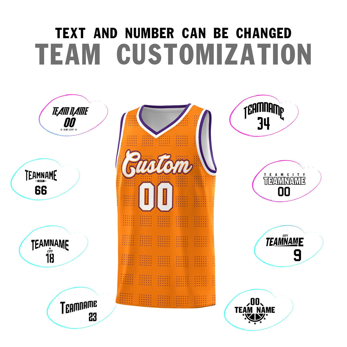 Custom Orange Purple Trailblazer Dot Pattern Sports Uniform Basketball Jersey