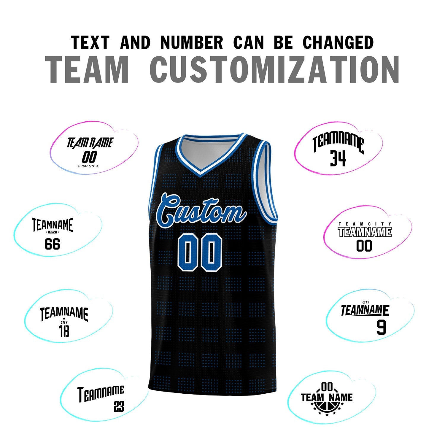 Custom Black Royal Trailblazer Dot Pattern Sports Uniform Basketball Jersey