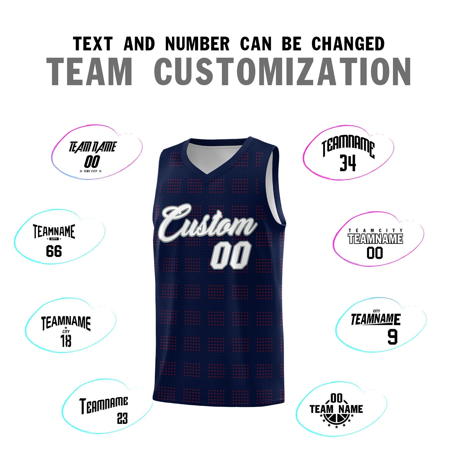Custom Navy Red Trailblazer Dot Pattern Sports Uniform Basketball Jersey