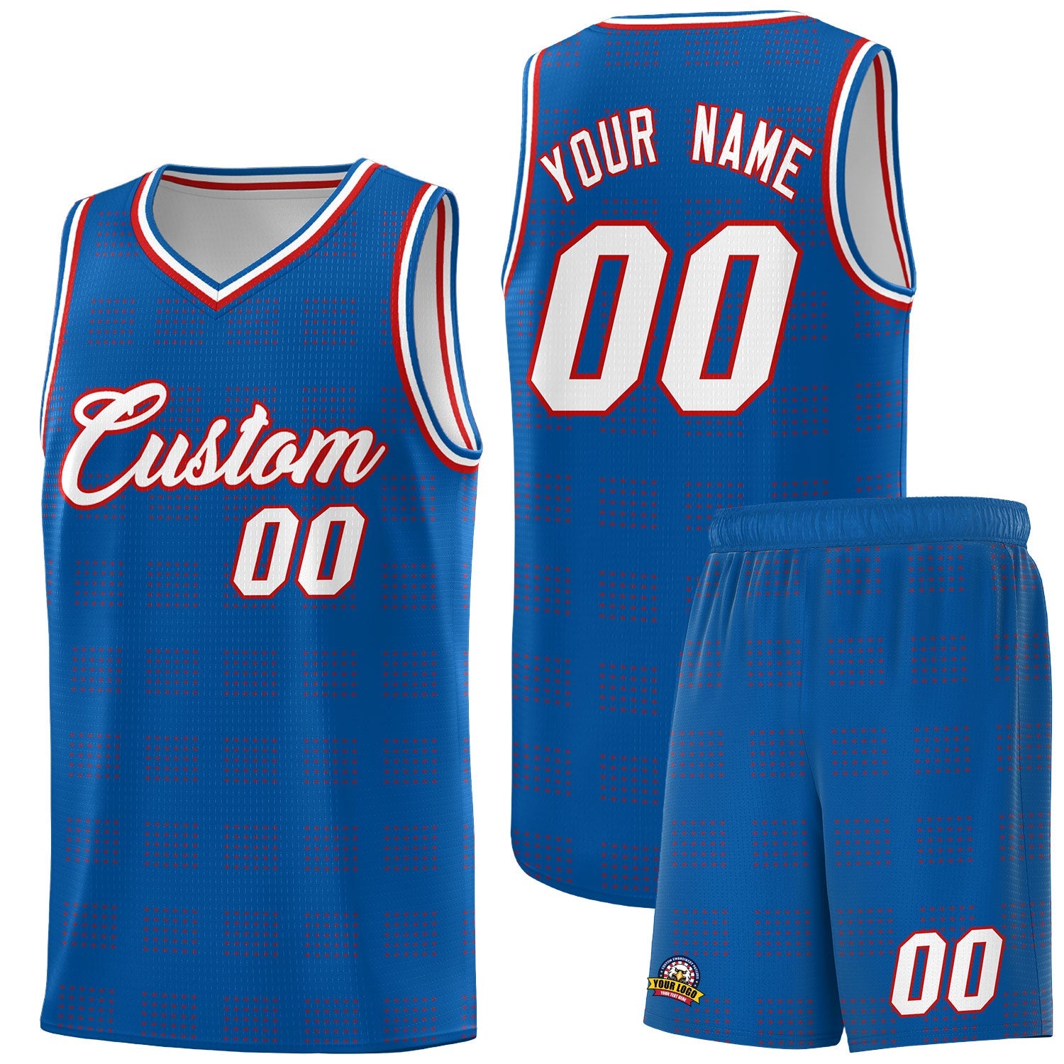 Custom Royal Red Trailblazer Dot Pattern Sports Uniform Basketball Jersey