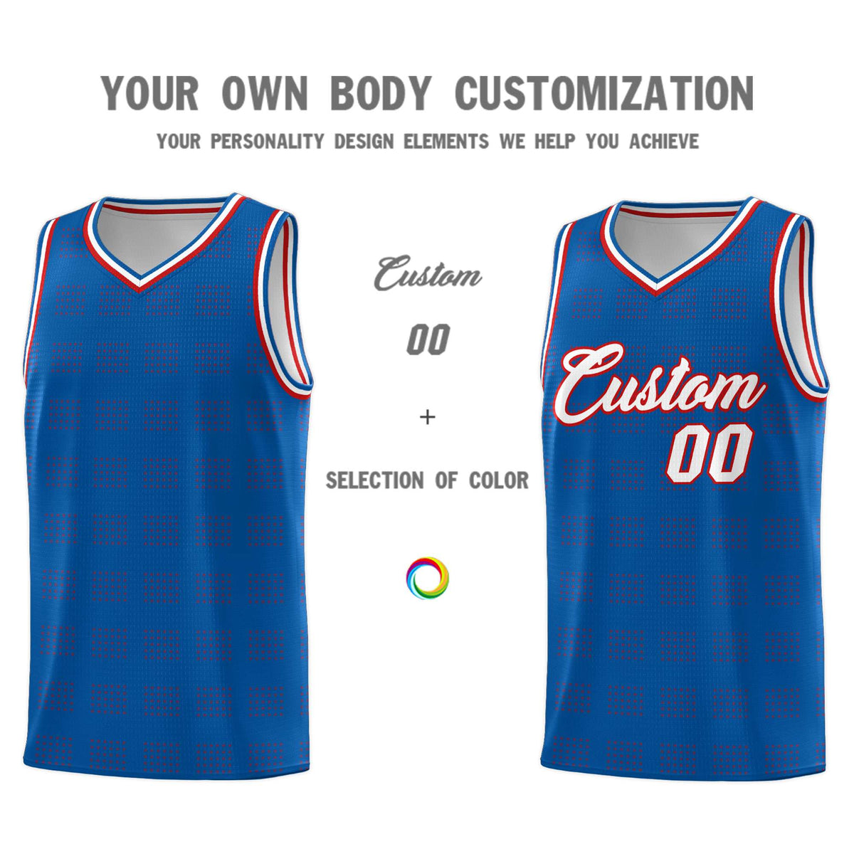 Custom Royal Red Trailblazer Dot Pattern Sports Uniform Basketball Jersey