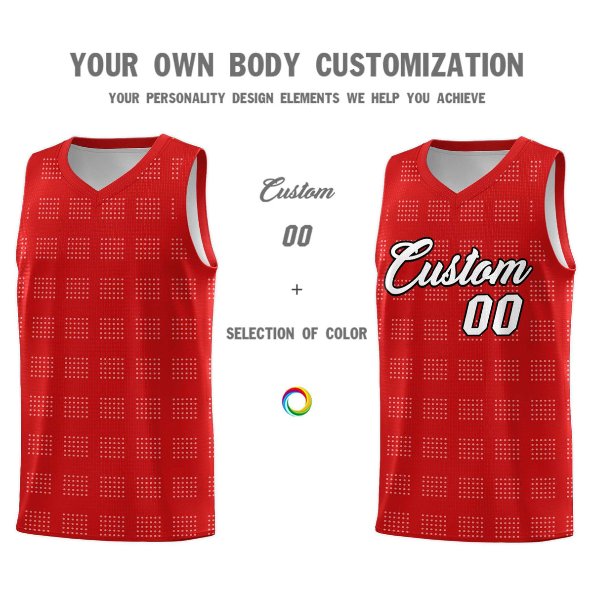 Custom Red White Trailblazer Dot Pattern Sports Uniform Basketball Jersey