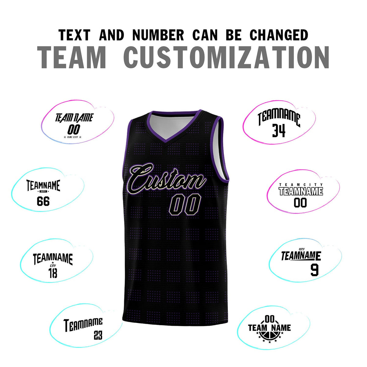 Custom Black Purple Trailblazer Dot Pattern Sports Uniform Basketball Jersey