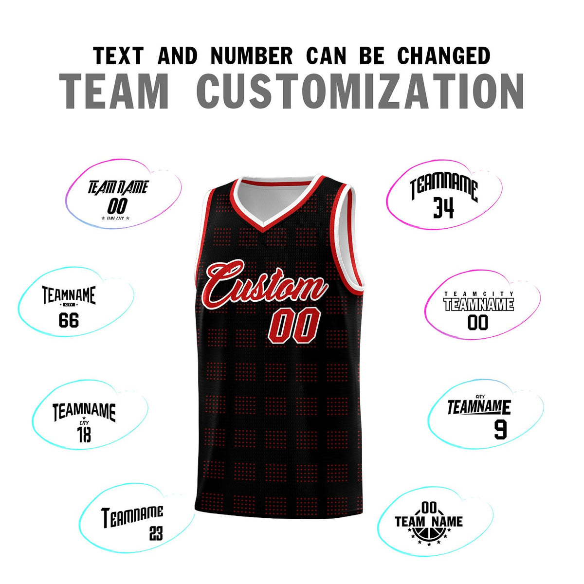 Custom Black Red Trailblazer Dot Pattern Sports Uniform Basketball Jersey