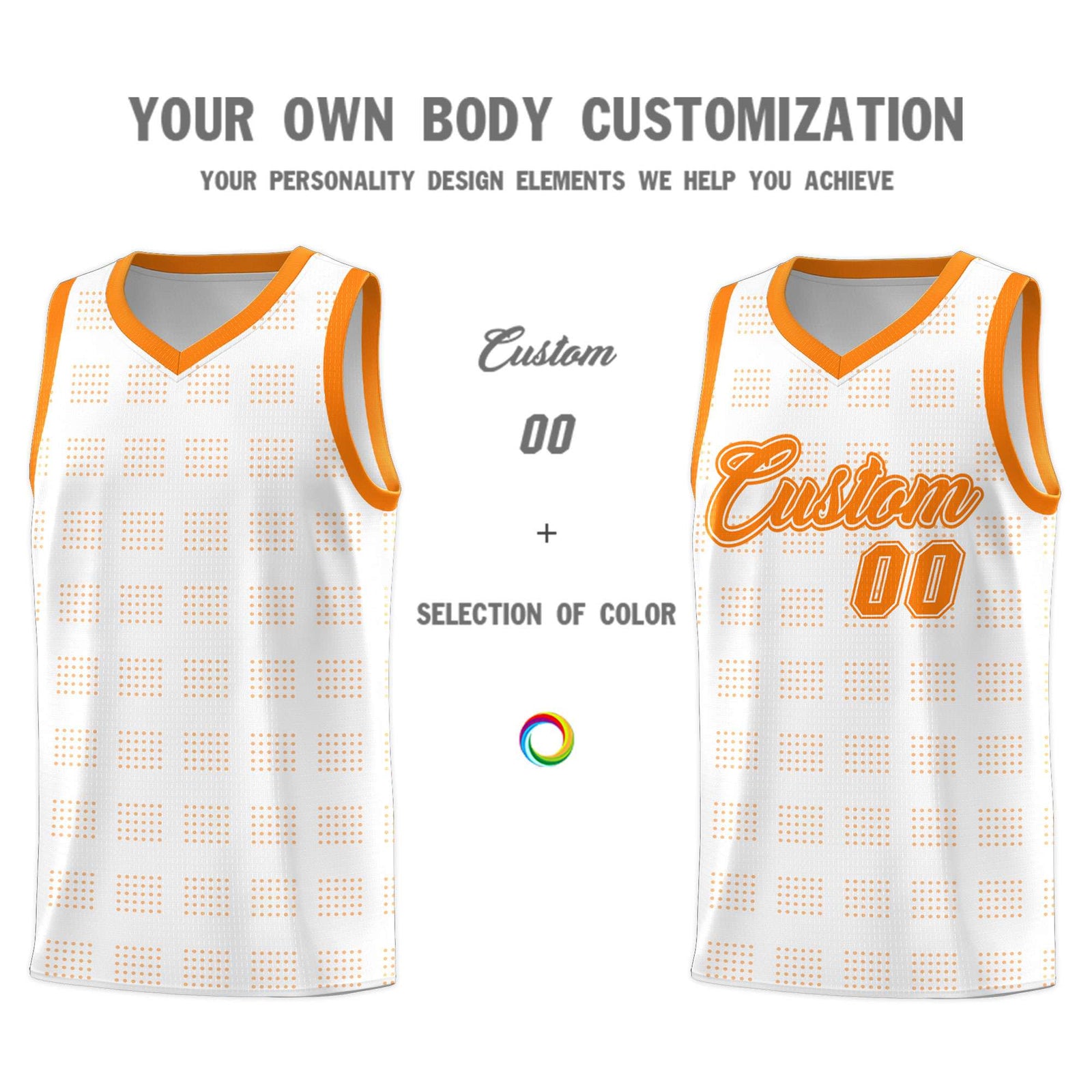 Custom White Orange Trailblazer Dot Pattern Sports Uniform Basketball Jersey