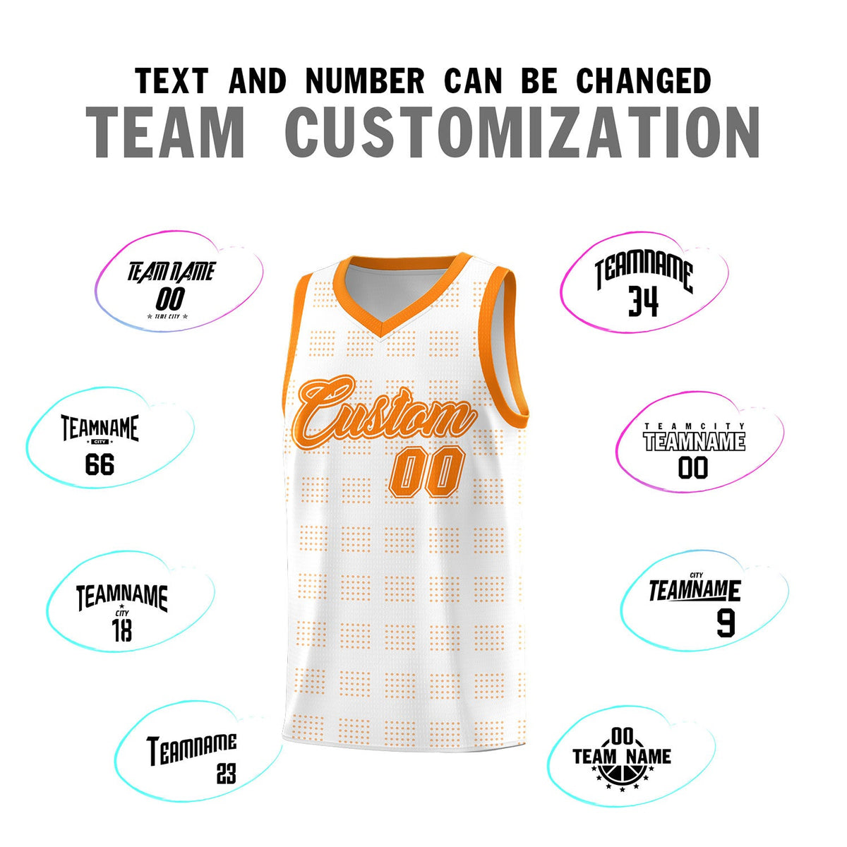 Custom White Orange Trailblazer Dot Pattern Sports Uniform Basketball Jersey