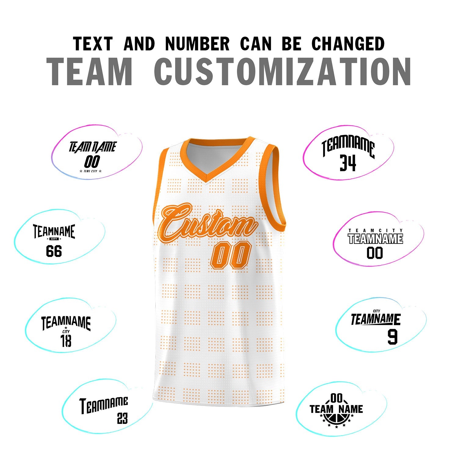Custom White Orange Trailblazer Dot Pattern Sports Uniform Basketball Jersey