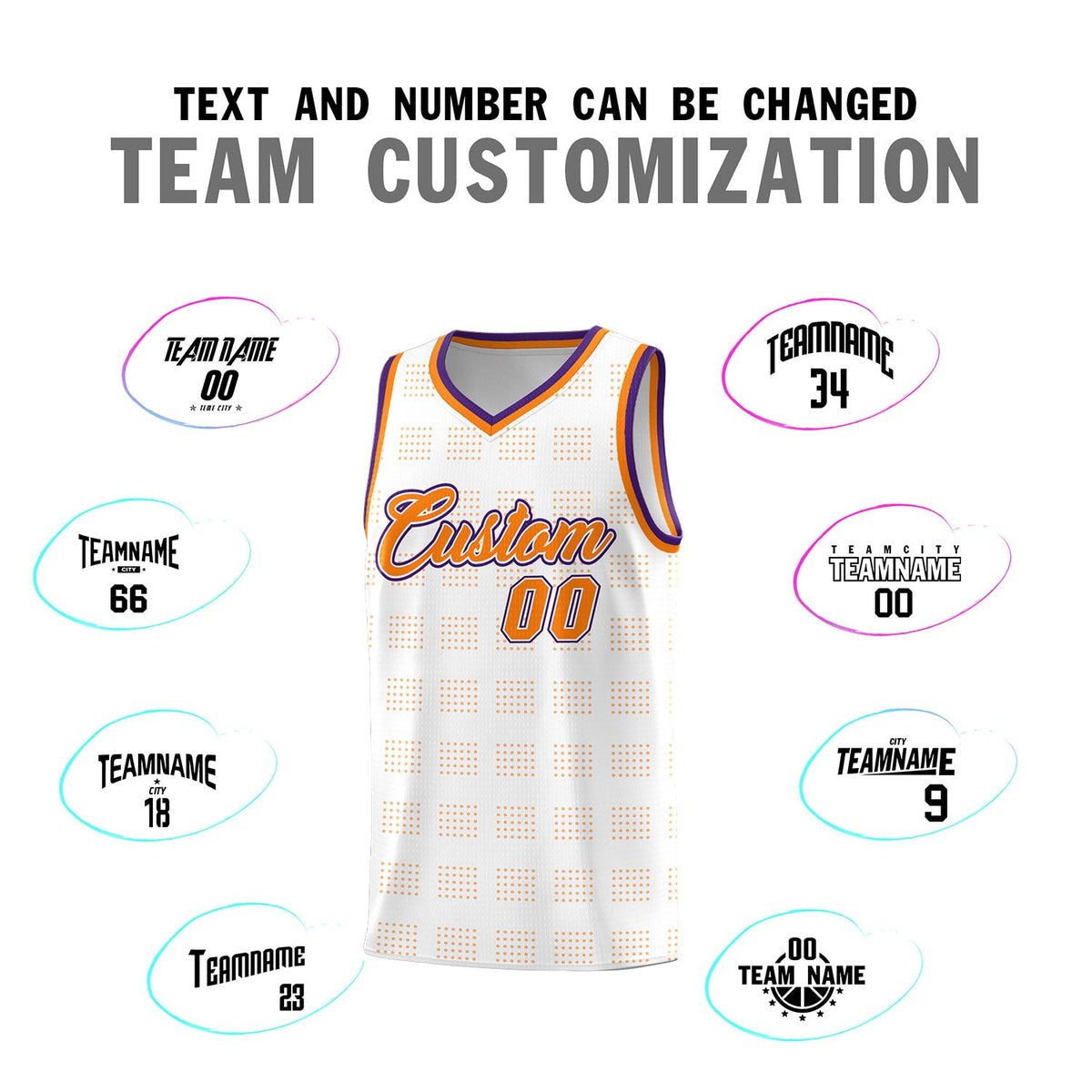 Custom White Orange Trailblazer Dot Pattern Sports Uniform Basketball Jersey