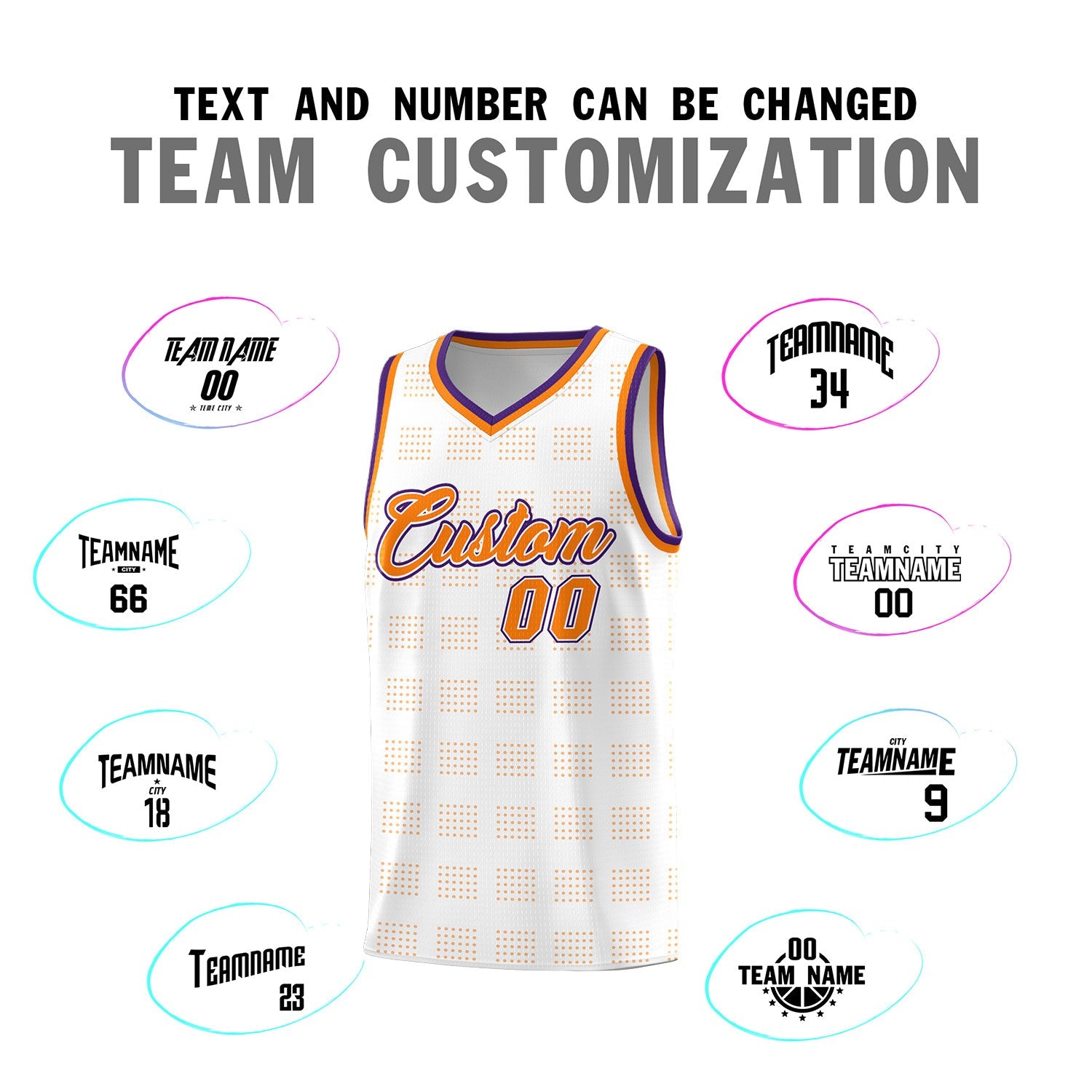 Custom White Orange Trailblazer Dot Pattern Sports Uniform Basketball Jersey