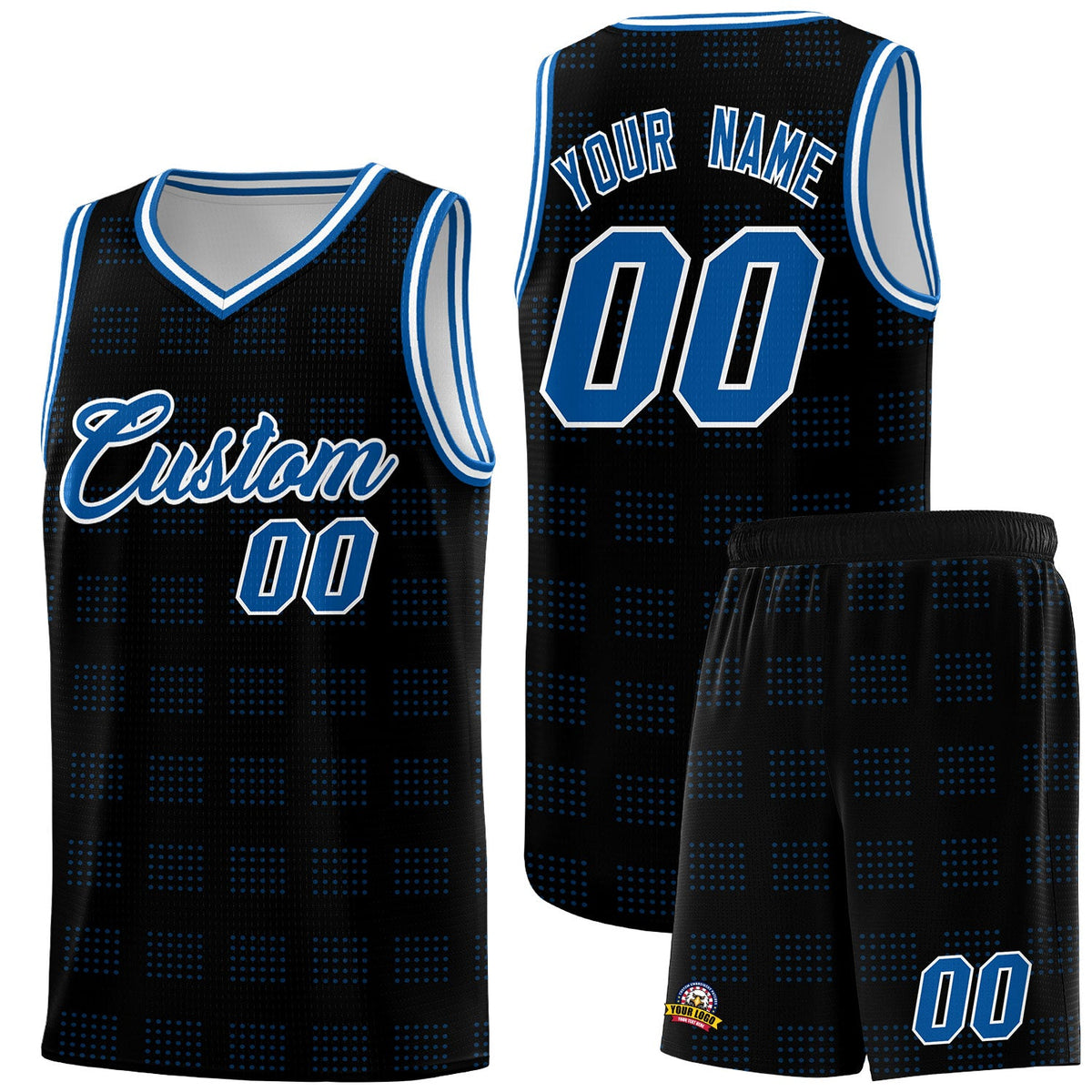Custom Black Royal Trailblazer Dot Pattern Sports Uniform Basketball Jersey