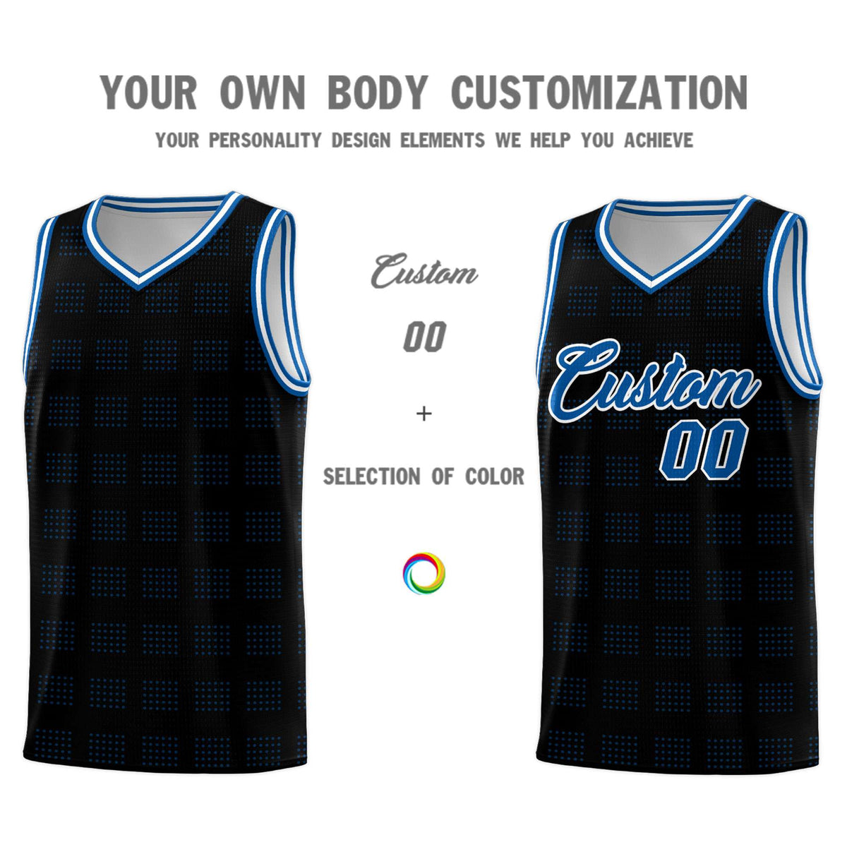 Custom Black Royal Trailblazer Dot Pattern Sports Uniform Basketball Jersey