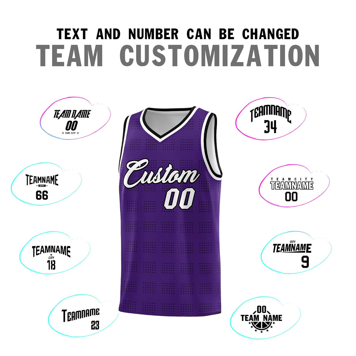 Custom Purple Black Trailblazer Dot Pattern Sports Uniform Basketball Jersey