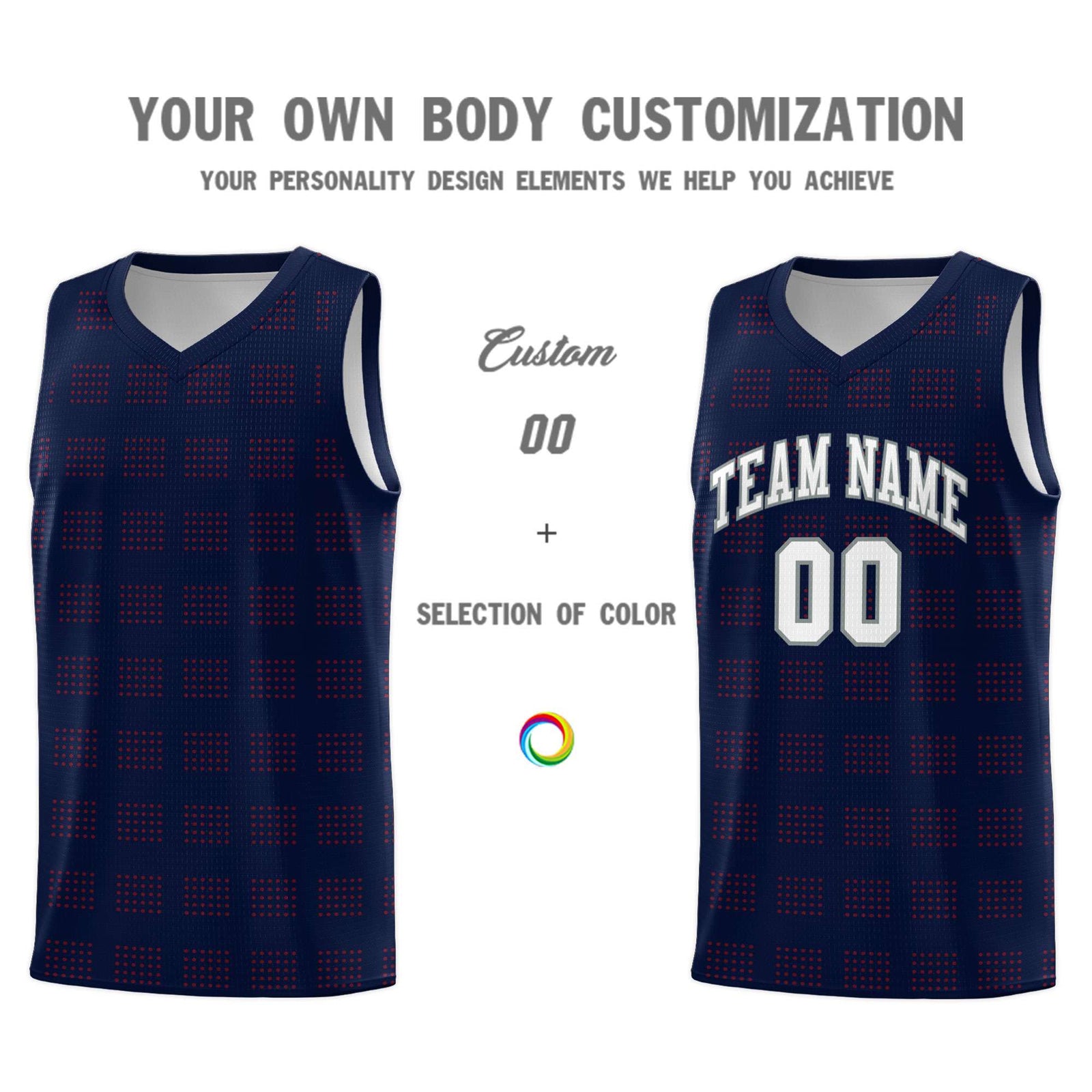 Custom Navy Red Trailblazer Dot Pattern Sports Uniform Basketball Jersey