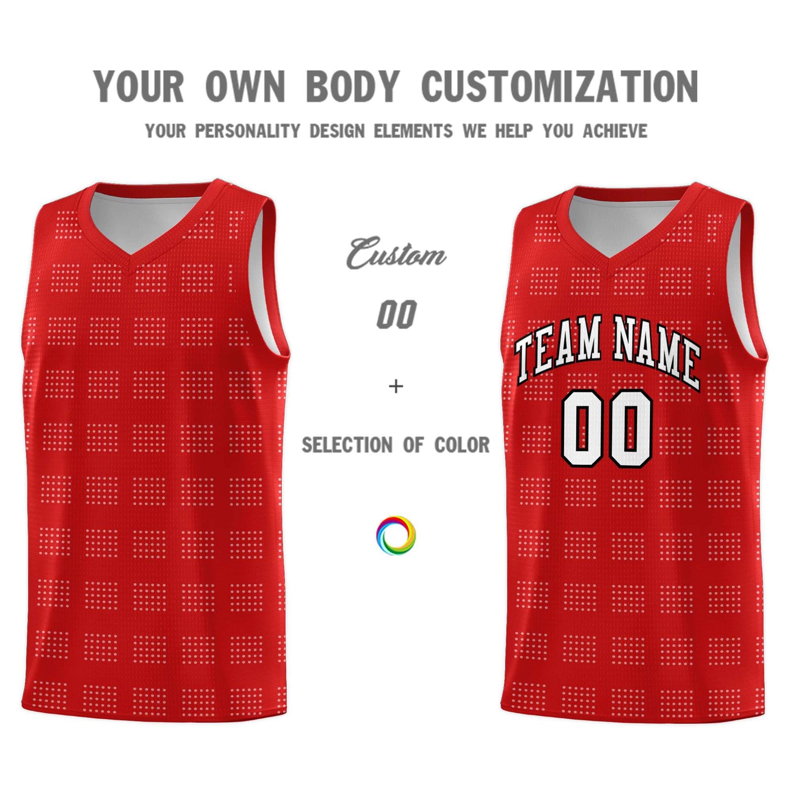 Custom Red White Trailblazer Dot Pattern Sports Uniform Basketball Jersey