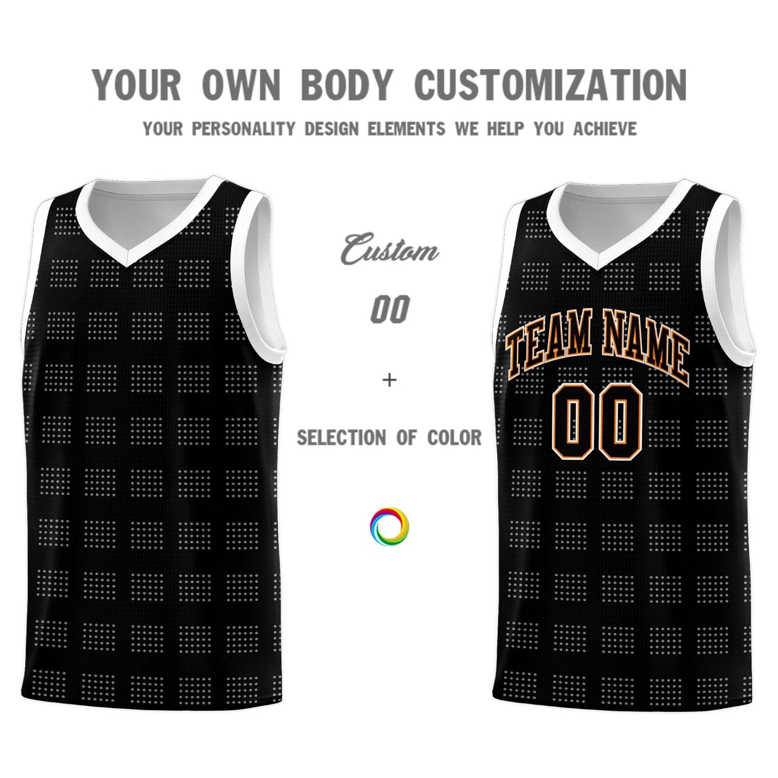 Custom Black White Trailblazer Dot Pattern Sports Uniform Basketball Jersey