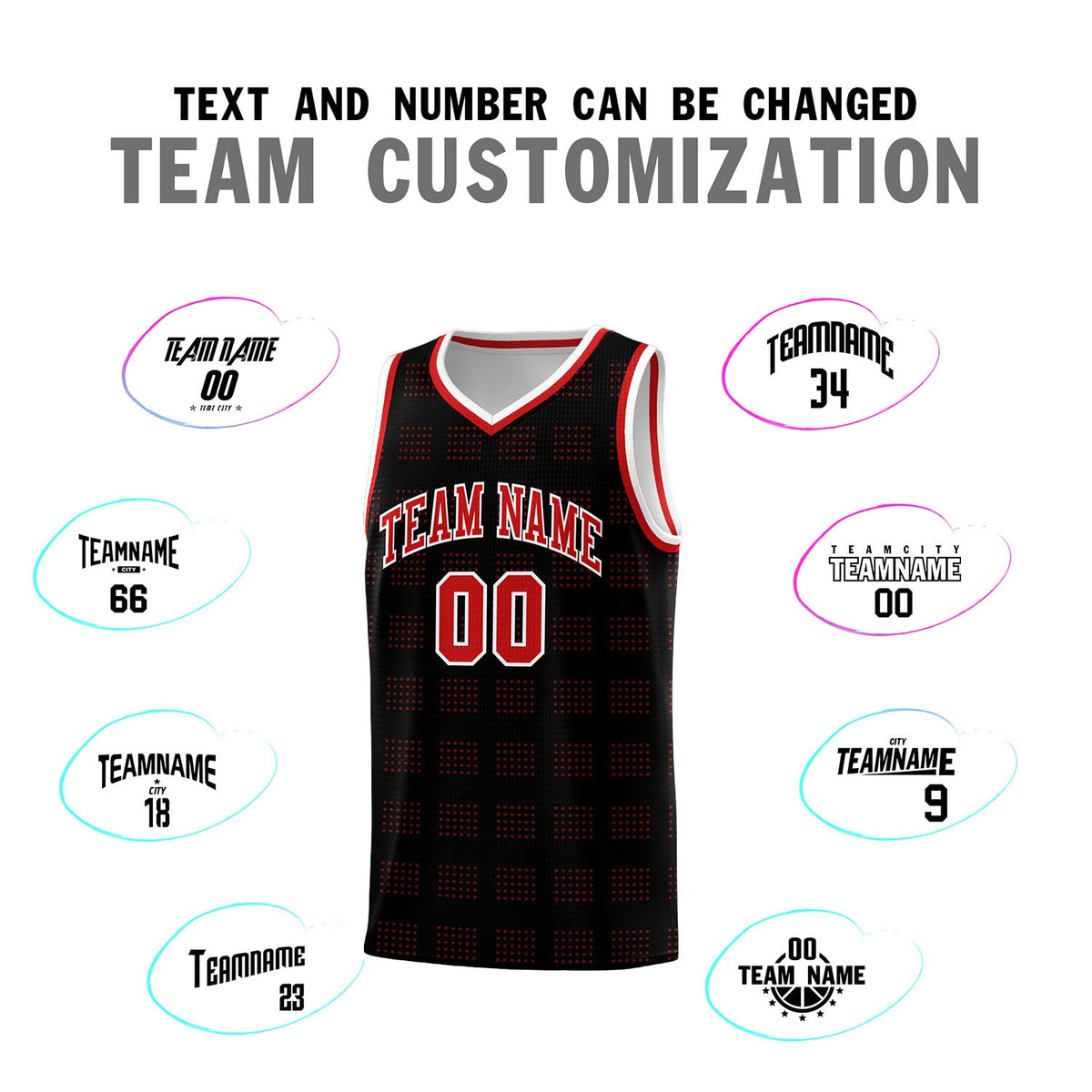 Custom Black Red Trailblazer Dot Pattern Sports Uniform Basketball Jersey