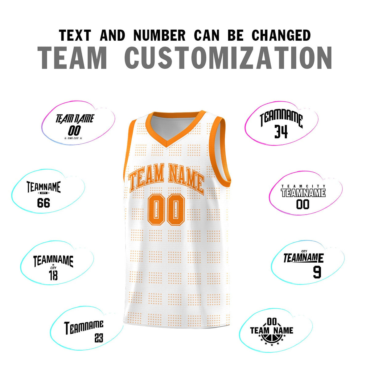 Custom White Orange Trailblazer Dot Pattern Sports Uniform Basketball Jersey