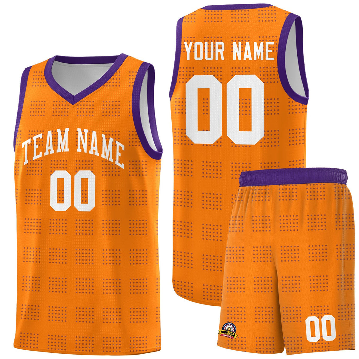 Custom Orange Purple Trailblazer Dot Pattern Sports Uniform Basketball Jersey