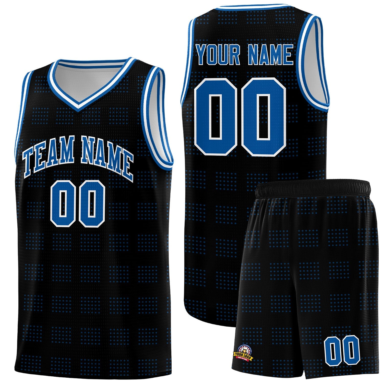 Custom Black Royal Trailblazer Dot Pattern Sports Uniform Basketball Jersey