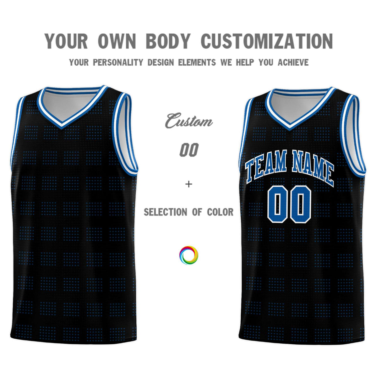Custom Black Royal Trailblazer Dot Pattern Sports Uniform Basketball Jersey