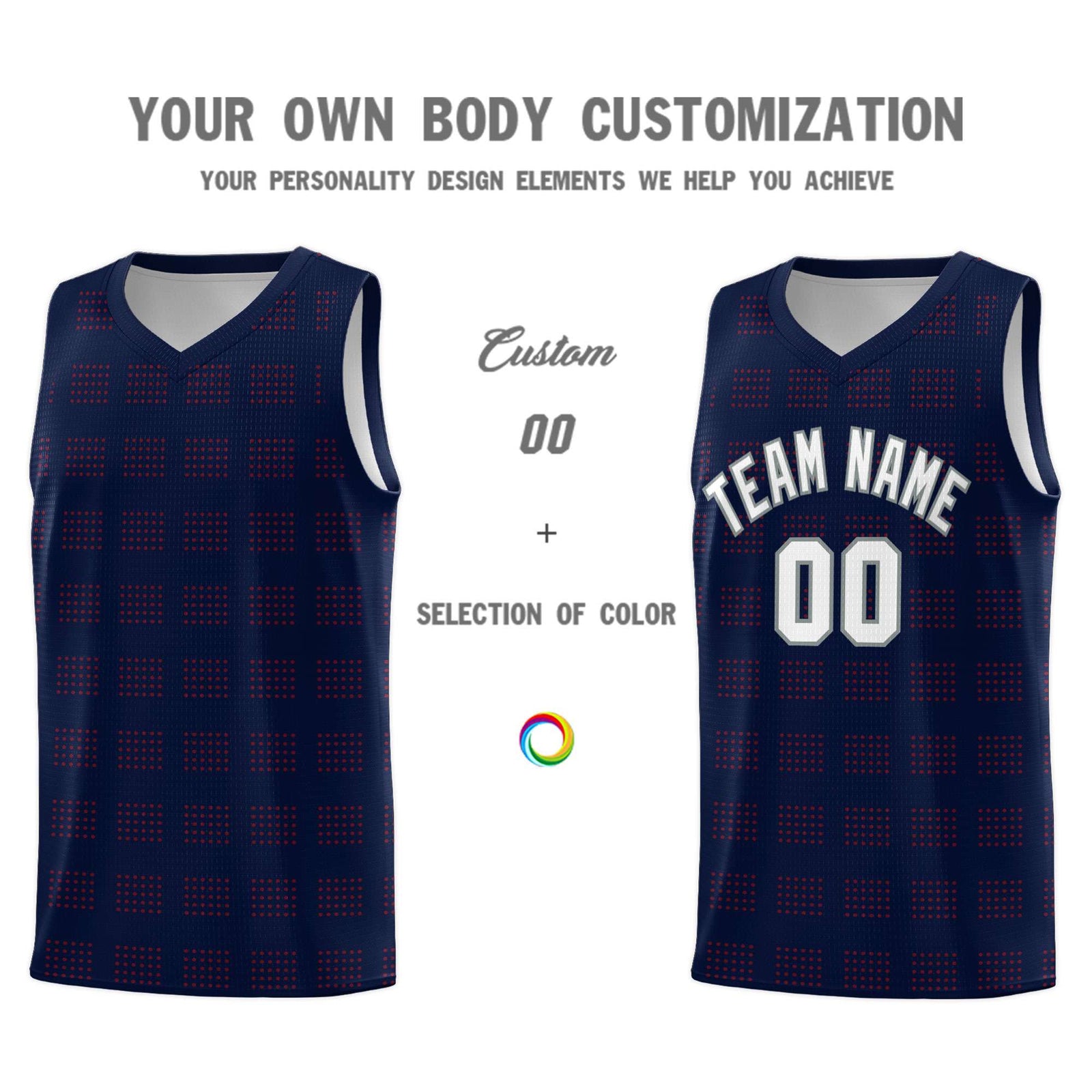 Custom Navy Red Trailblazer Dot Pattern Sports Uniform Basketball Jersey