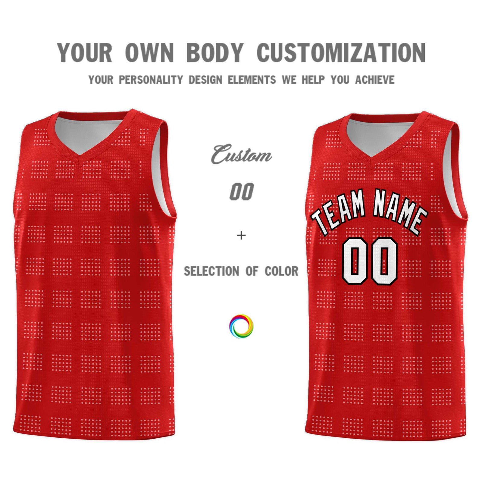 Custom Red White Trailblazer Dot Pattern Sports Uniform Basketball Jersey