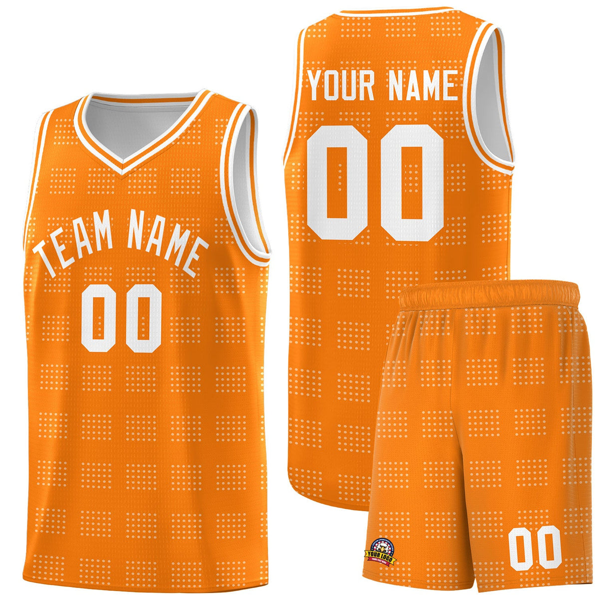 Custom Orange White Trailblazer Dot Pattern Sports Uniform Basketball Jersey