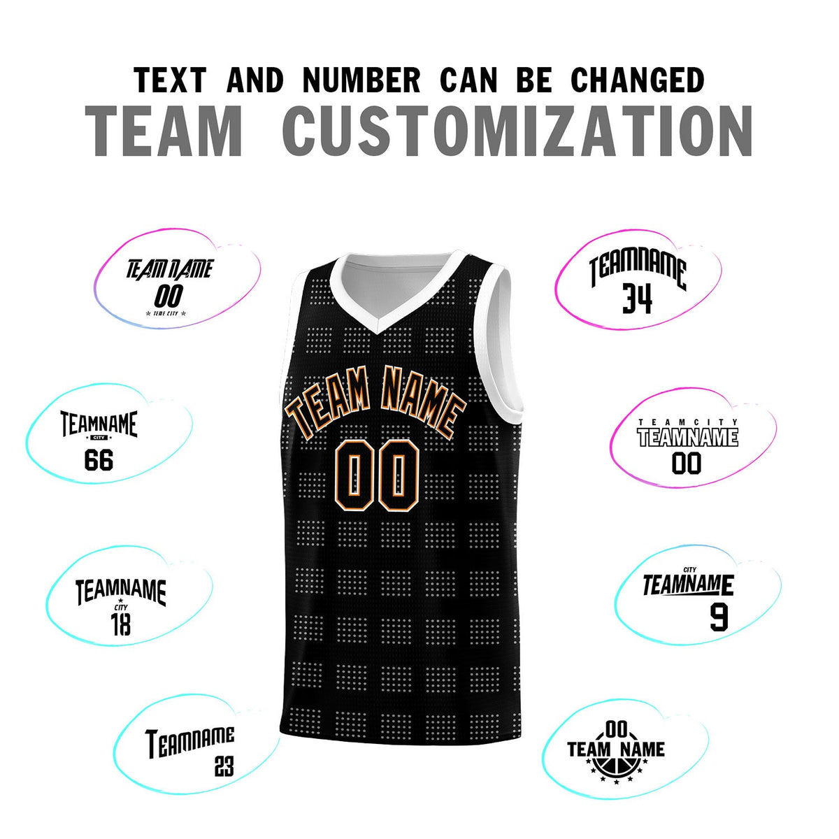 Custom Black White Trailblazer Dot Pattern Sports Uniform Basketball Jersey