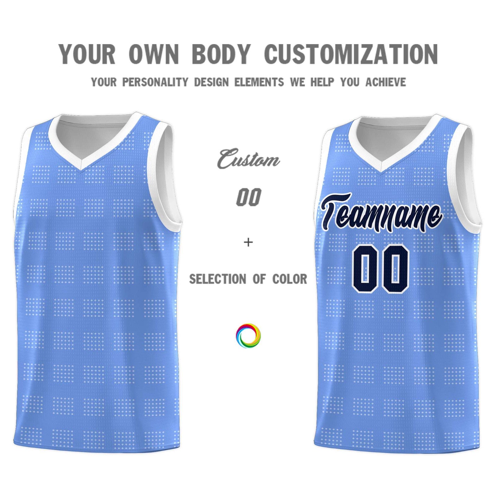 Custom Light Blue White Trailblazer Dot Pattern Sports Uniform Basketball Jersey