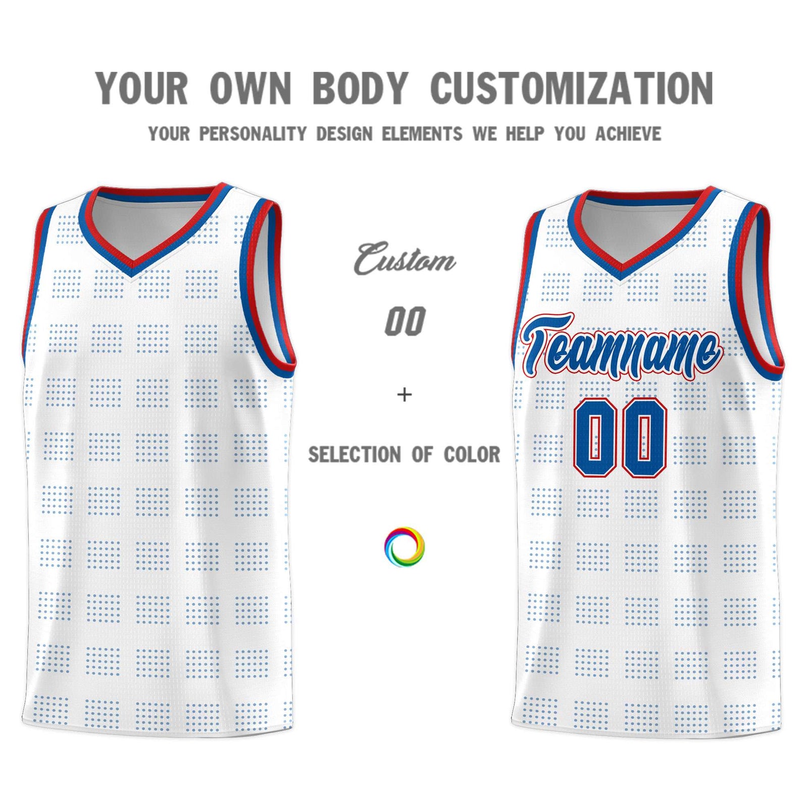 Custom White Royal Trailblazer Dot Pattern Sports Uniform Basketball Jersey