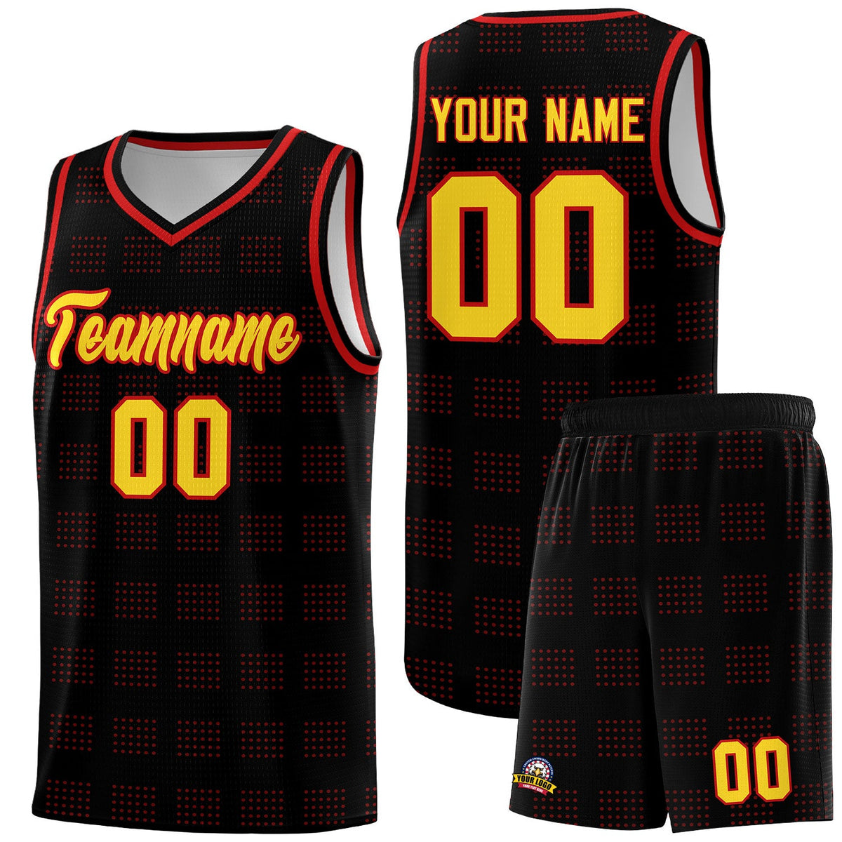 Custom Black Red Trailblazer Dot Pattern Sports Uniform Basketball Jersey