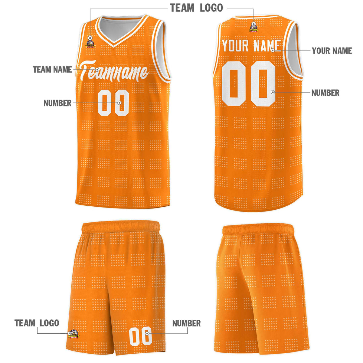 Custom Orange White Trailblazer Dot Pattern Sports Uniform Basketball Jersey