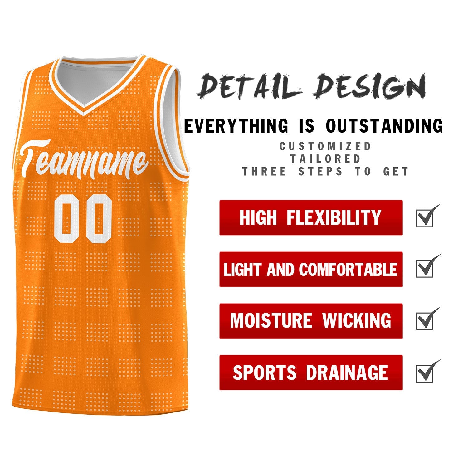 Custom Orange White Trailblazer Dot Pattern Sports Uniform Basketball Jersey