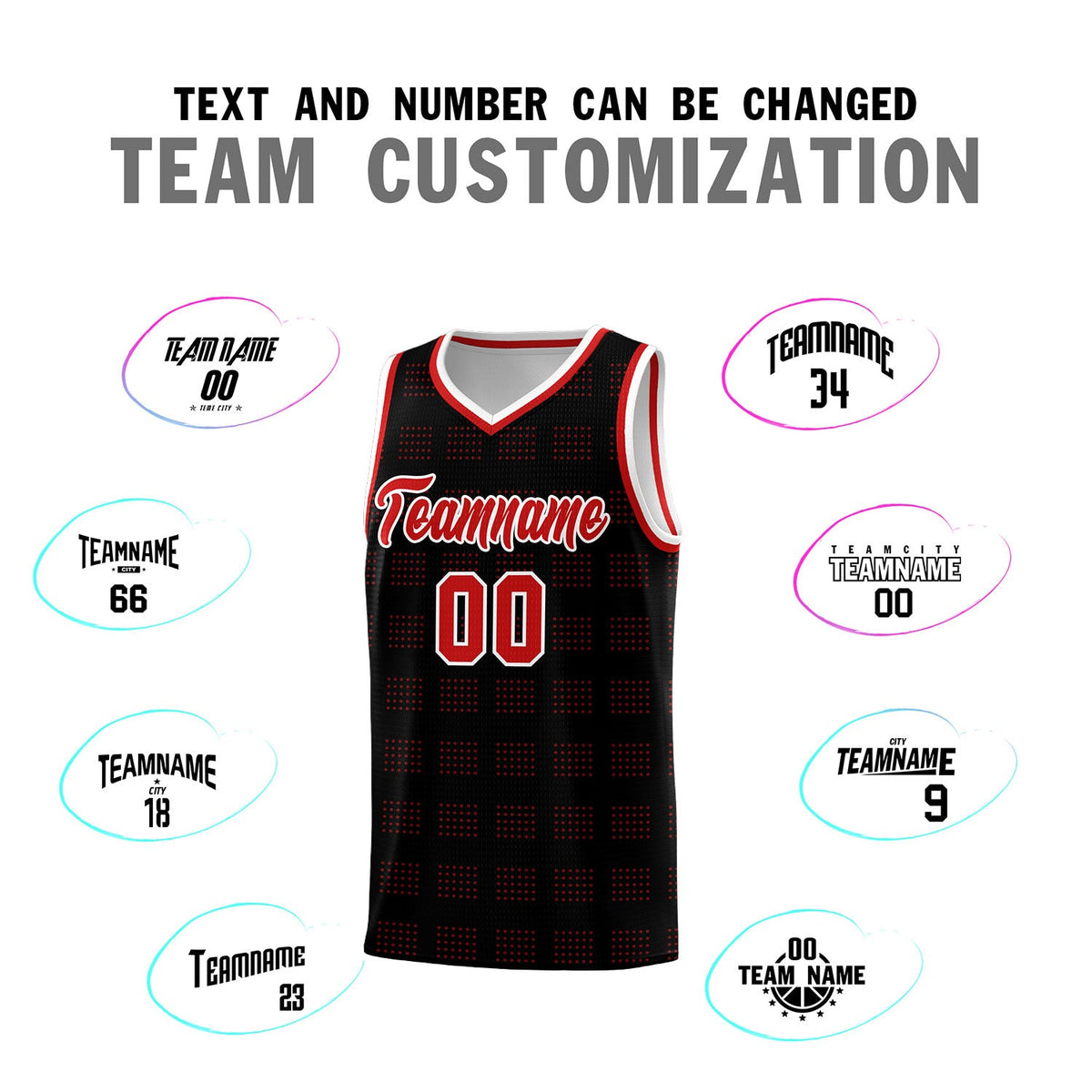 Custom Black Red Trailblazer Dot Pattern Sports Uniform Basketball Jersey