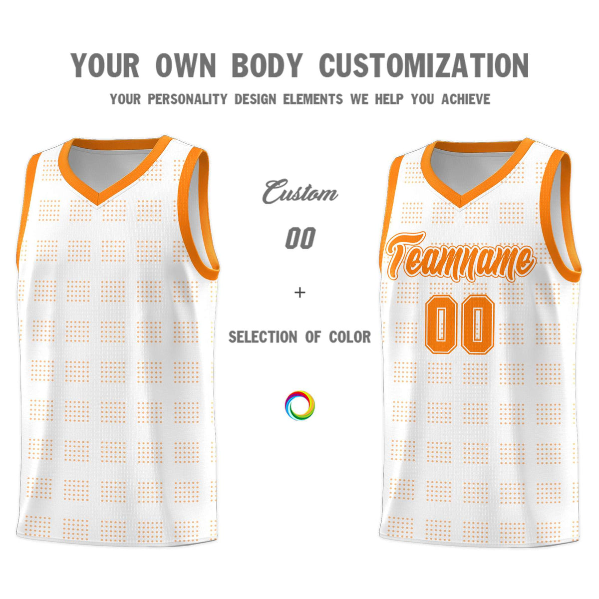 Custom White Orange Trailblazer Dot Pattern Sports Uniform Basketball Jersey