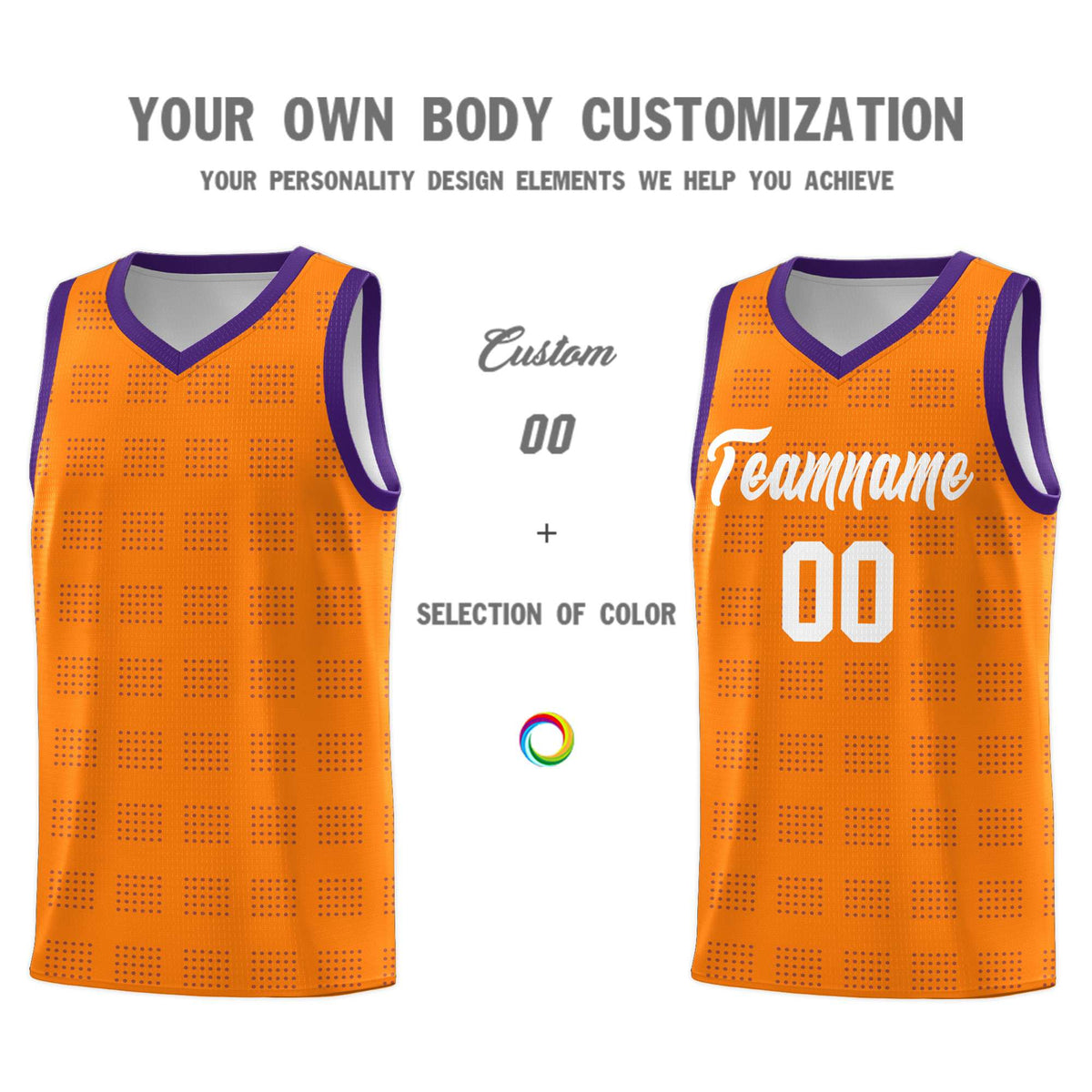 Custom Orange Purple Trailblazer Dot Pattern Sports Uniform Basketball Jersey