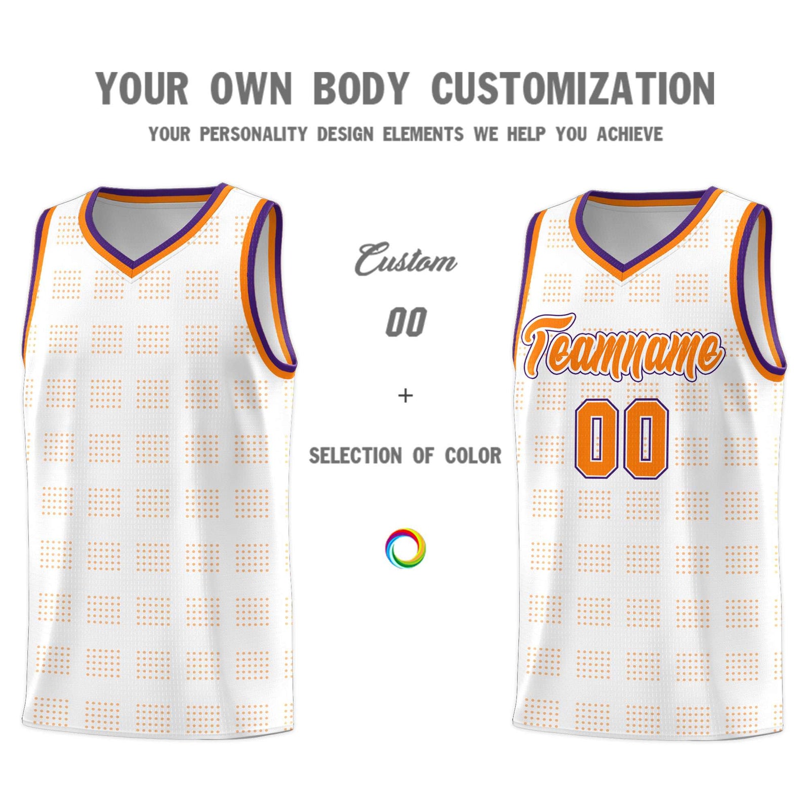 Custom White Orange Trailblazer Dot Pattern Sports Uniform Basketball Jersey