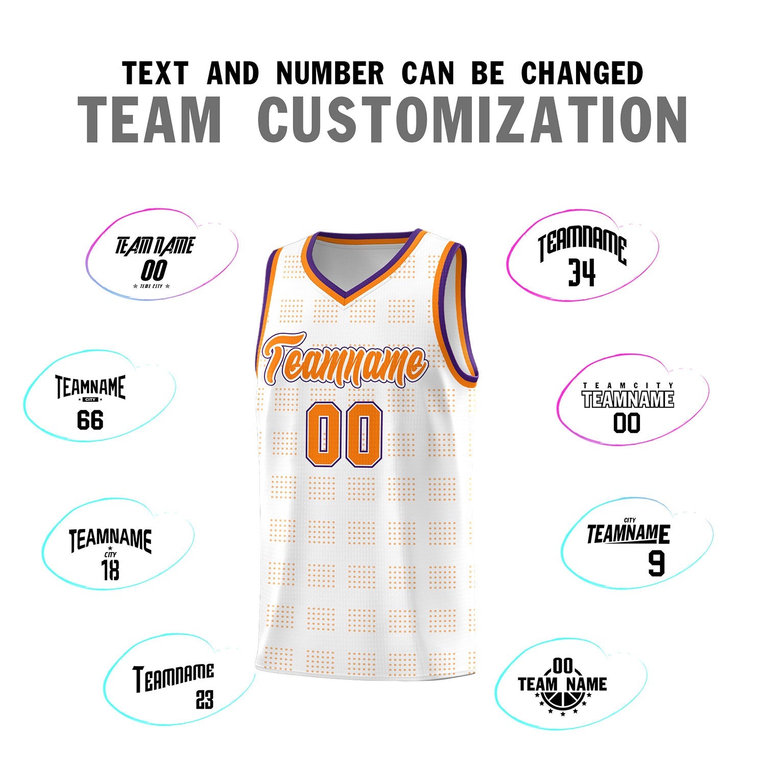 Custom White Orange Trailblazer Dot Pattern Sports Uniform Basketball Jersey