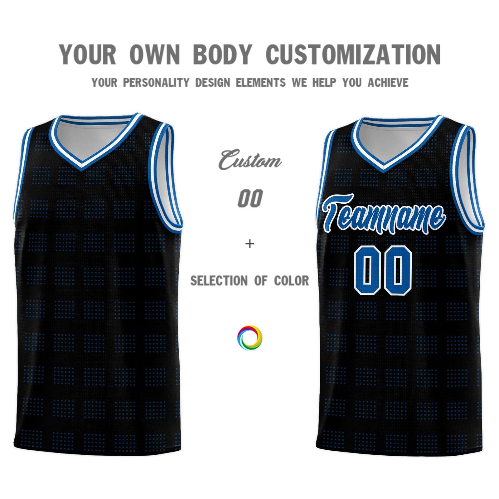 Custom Black Royal Trailblazer Dot Pattern Sports Uniform Basketball Jersey