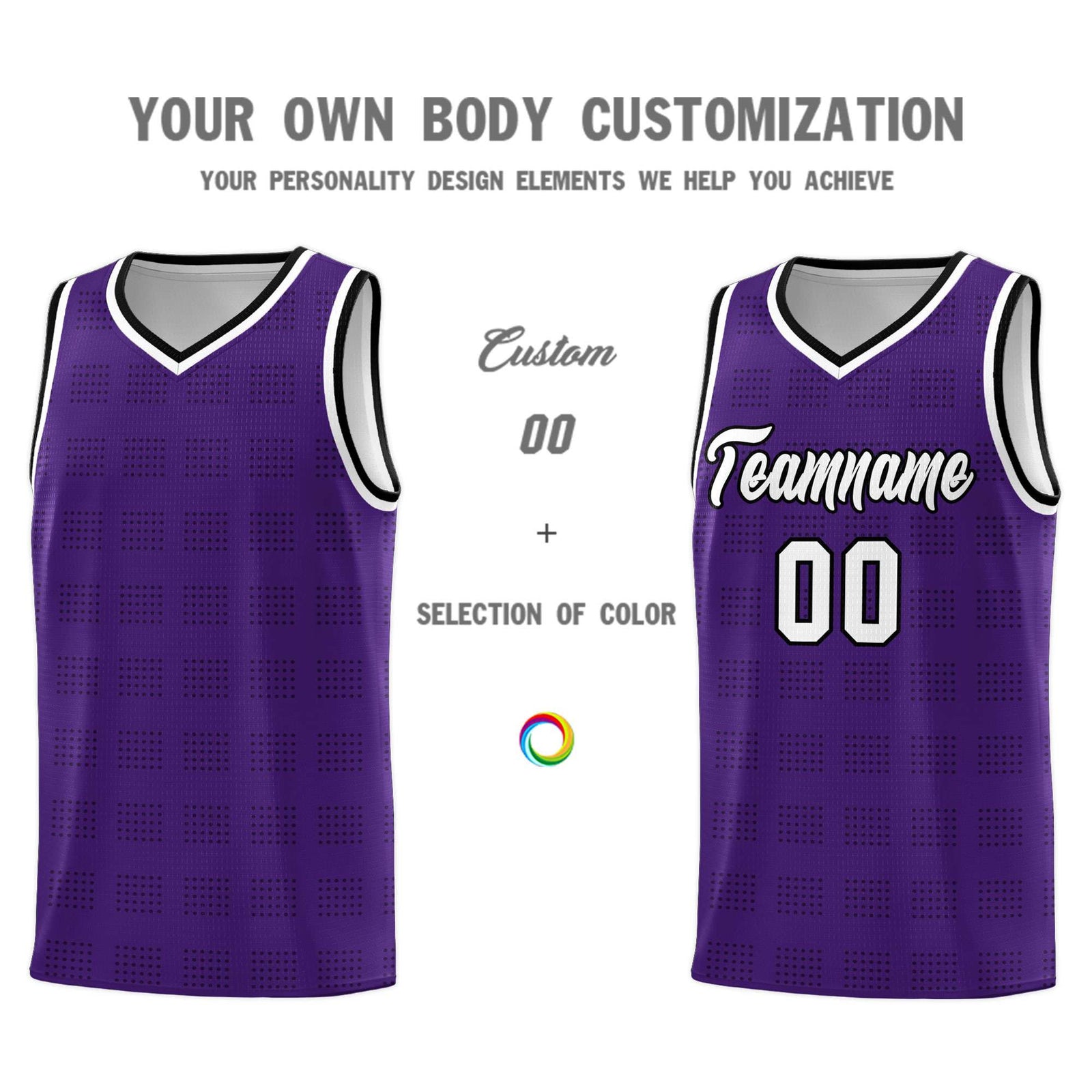 Custom Purple Black Trailblazer Dot Pattern Sports Uniform Basketball Jersey