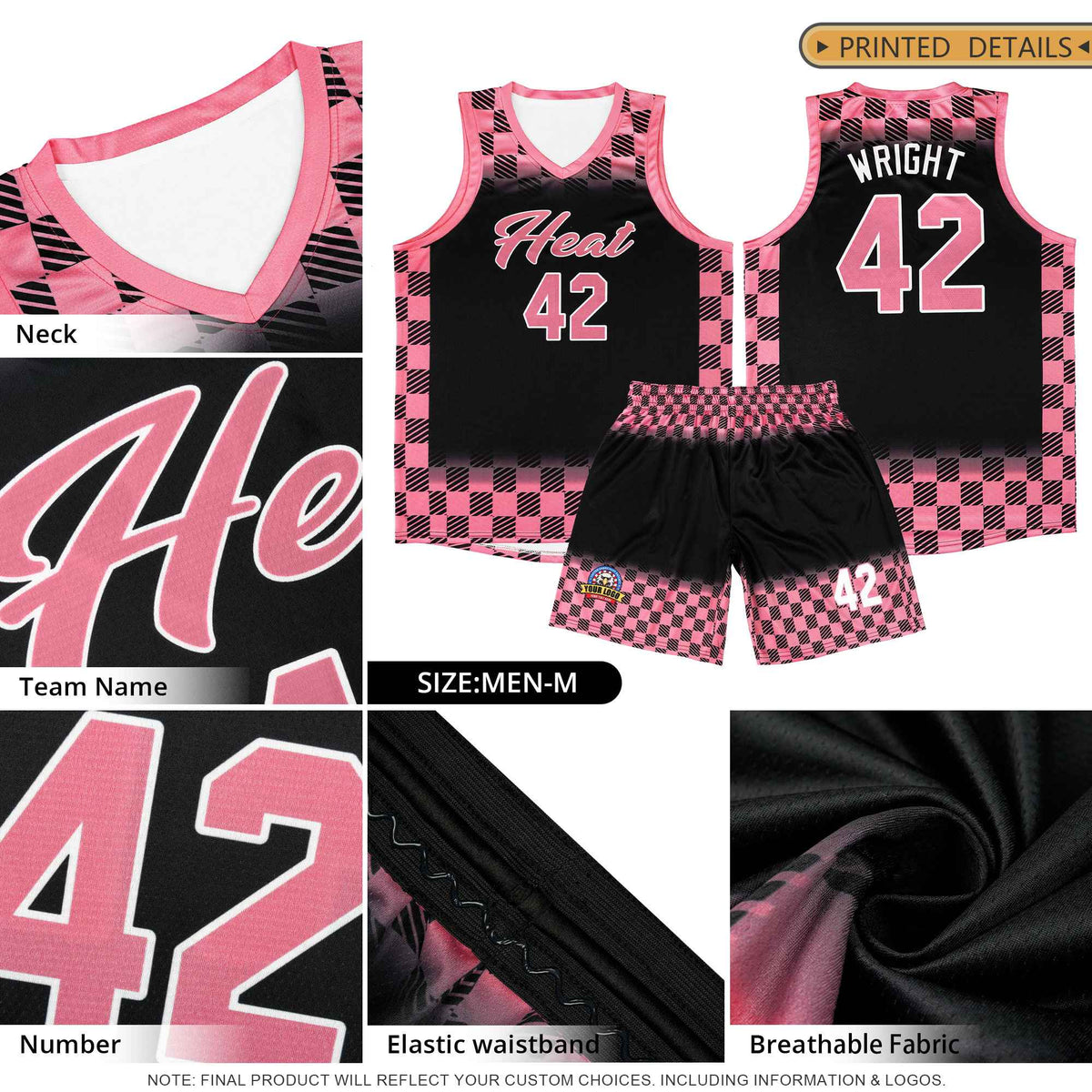Custom Black Kelly Green Classic Plaid Pattern Sports Uniform Basketball Jersey