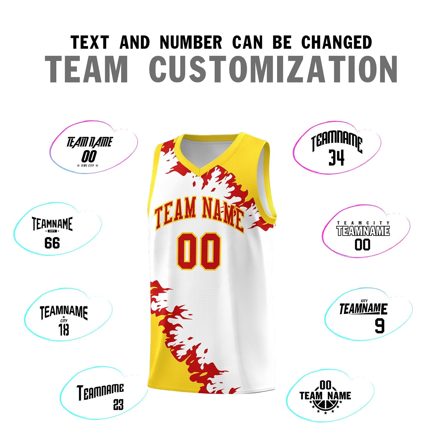 Custom White Gold-Red Sparkle Print Pattern Basketball Kits
