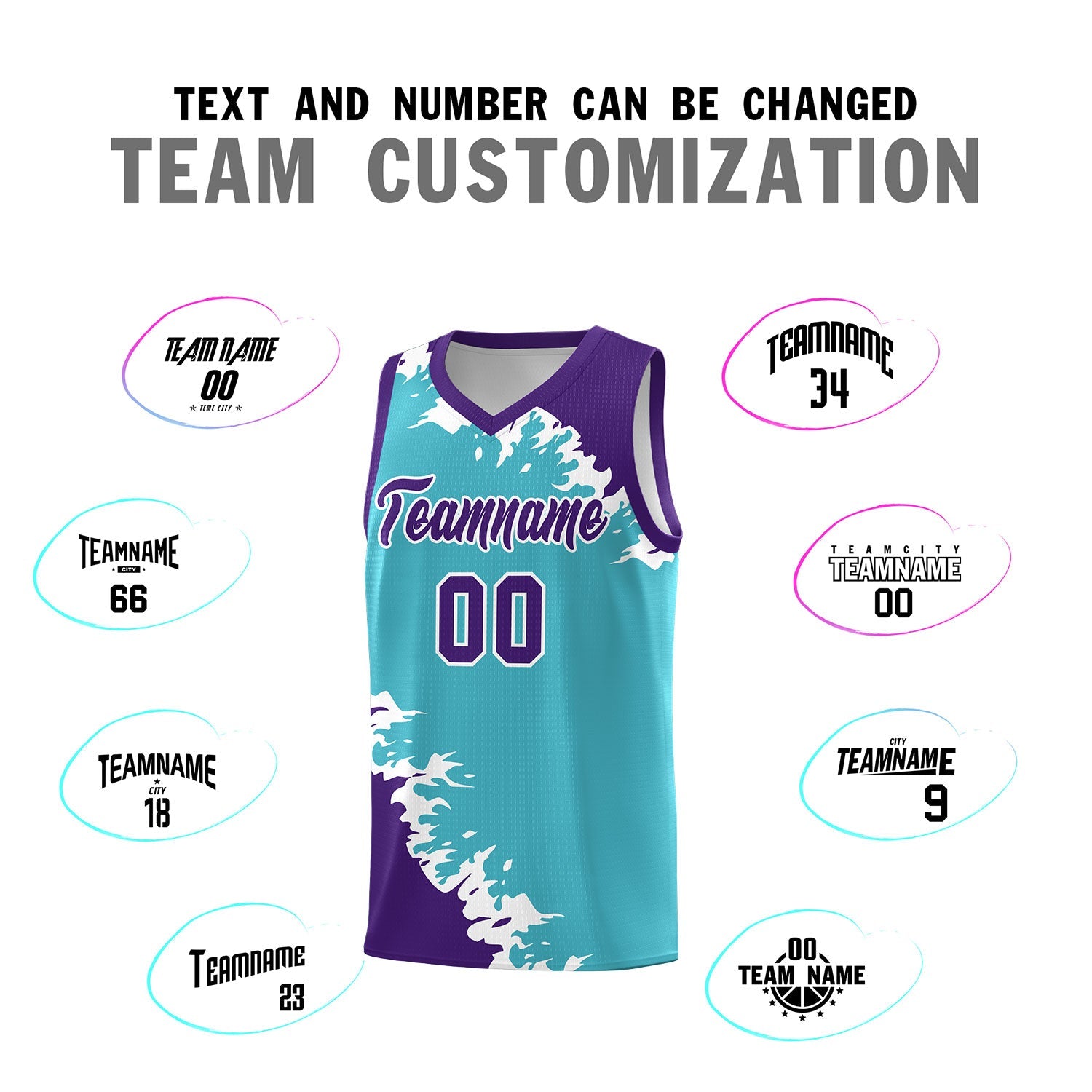 Custom Sky Blue Purple-White Sparkle Print Pattern Basketball Kits